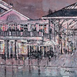 A Quick Beer in Covent Garden by Mark Curryer - Original Mixed Media on Board sized 24x24 inches. Available from Whitewall Galleries
